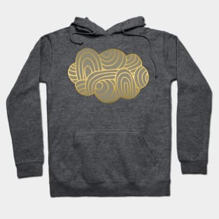 Cloud in Gold and Deep Silver –  Gold Cloud Line Drawing with Pewter Color Fill Hoodie